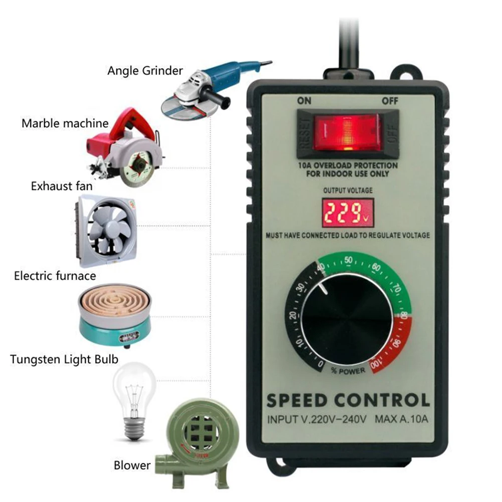 Woodworking Uk - Regulator obrotów szlifierki kątowej 4000W, przełącznik,