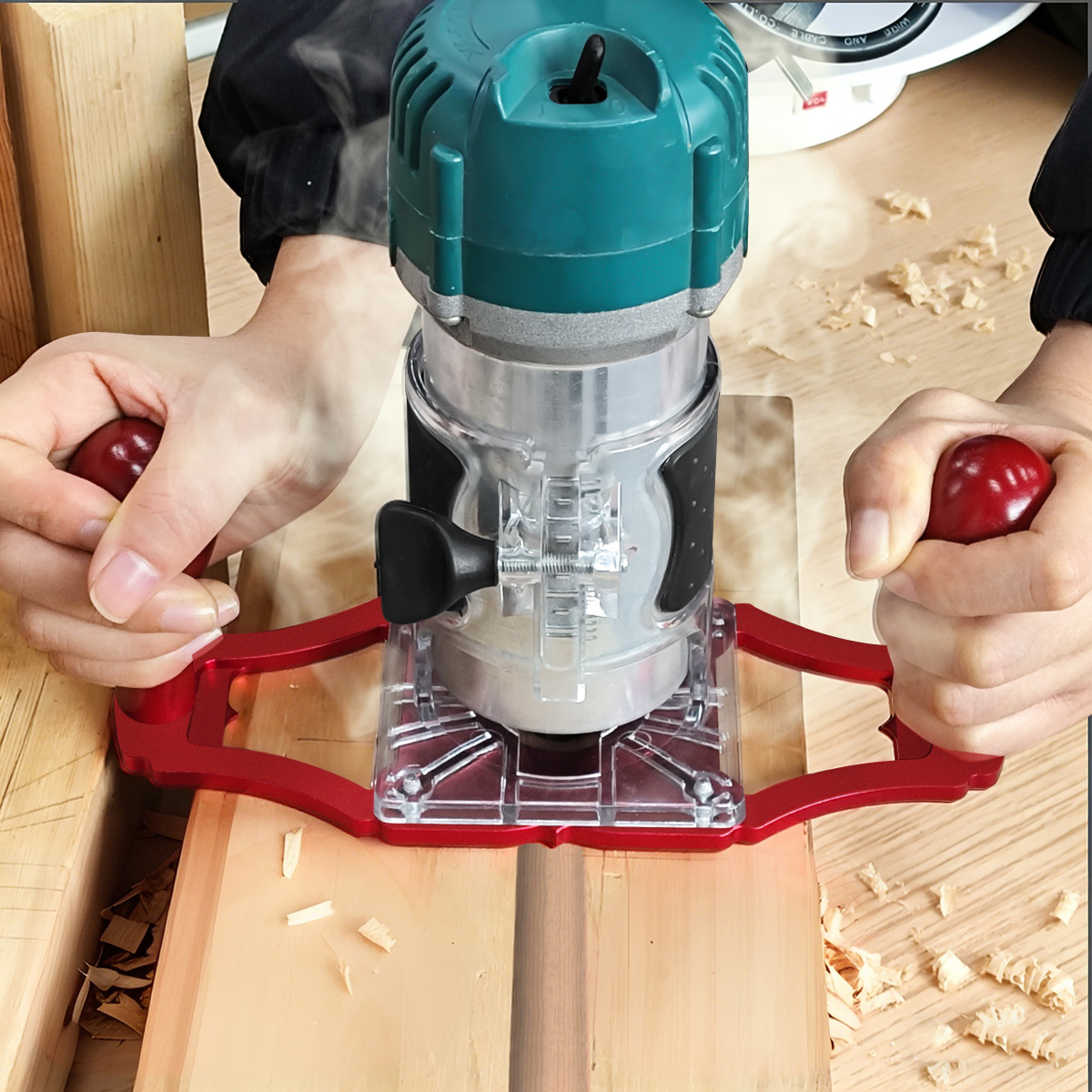 Woodworking Groove - Podstawa frezarki z uchwytami i wskaźnikiem