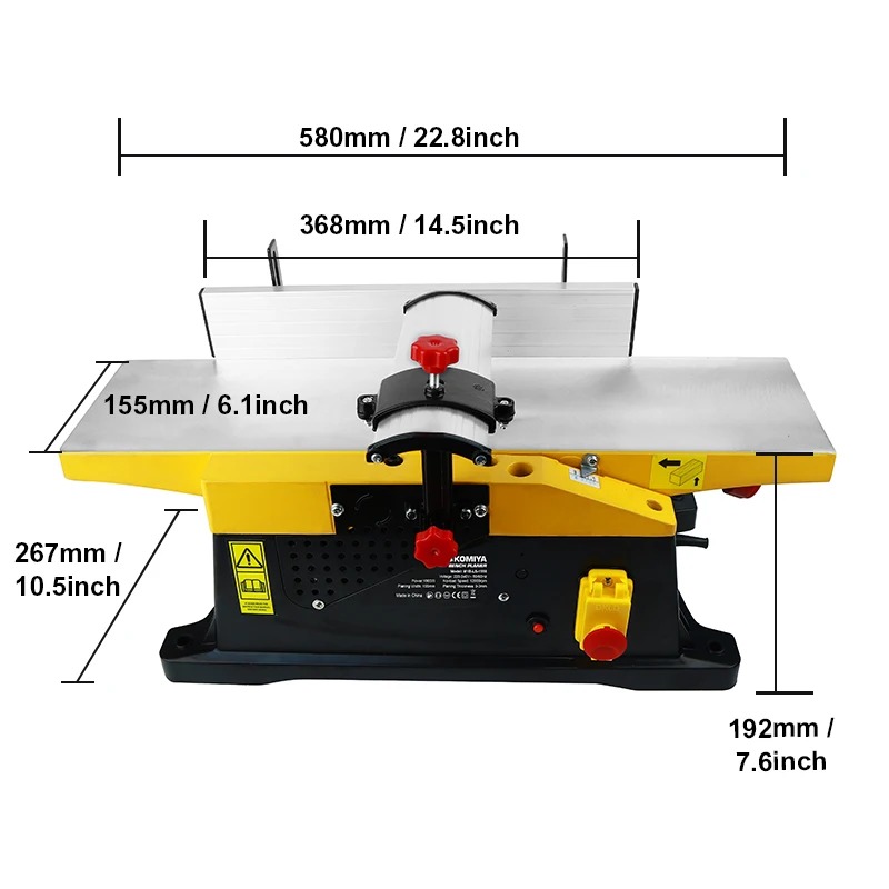 Bench Plane Jointer - Strugarko-ściernica stołowa 6 cali, 1800W, elektryczna,